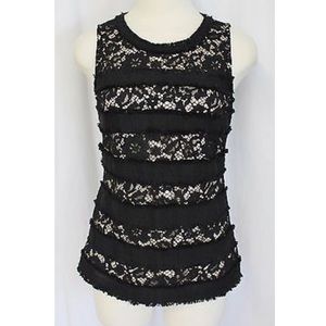 NWT JCrew XS black lace sleeveless top w/ lining